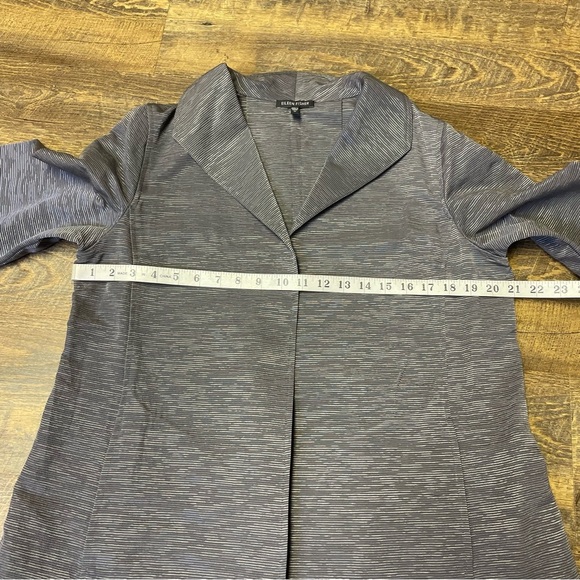 Eileen Fisher Blazer Womens Medium Gray Metallic Open Front Long 3/4 Sleeve - Picture 7 of 13
